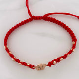 Pulsera Tejida Roja Virgen de Guadalupe Oro Rosa 18K