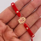 Pulsera Tejida Roja Virgen de Guadalupe Oro Rosa 18K