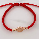 Pulsera Tejida Roja San Benito Oro Rosa 18K