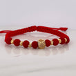 Pulsera Tejida Roja Rombos Oro Amarillo 18K