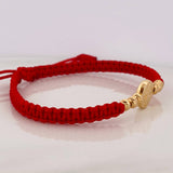 Pulsera Tejida Roja San Benito Oro Amarillo 18K