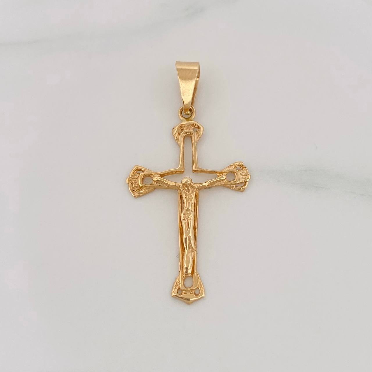 Dije Silueta Cruz Cristo 2g / 3.5cm Oro Amarillo 18K