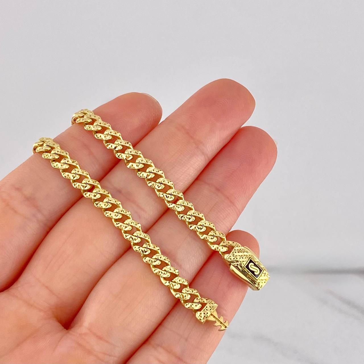 Pulso Monaco Diamantado 6.45g / 18.1cm / 4.9mm Oro Amarillo 18K