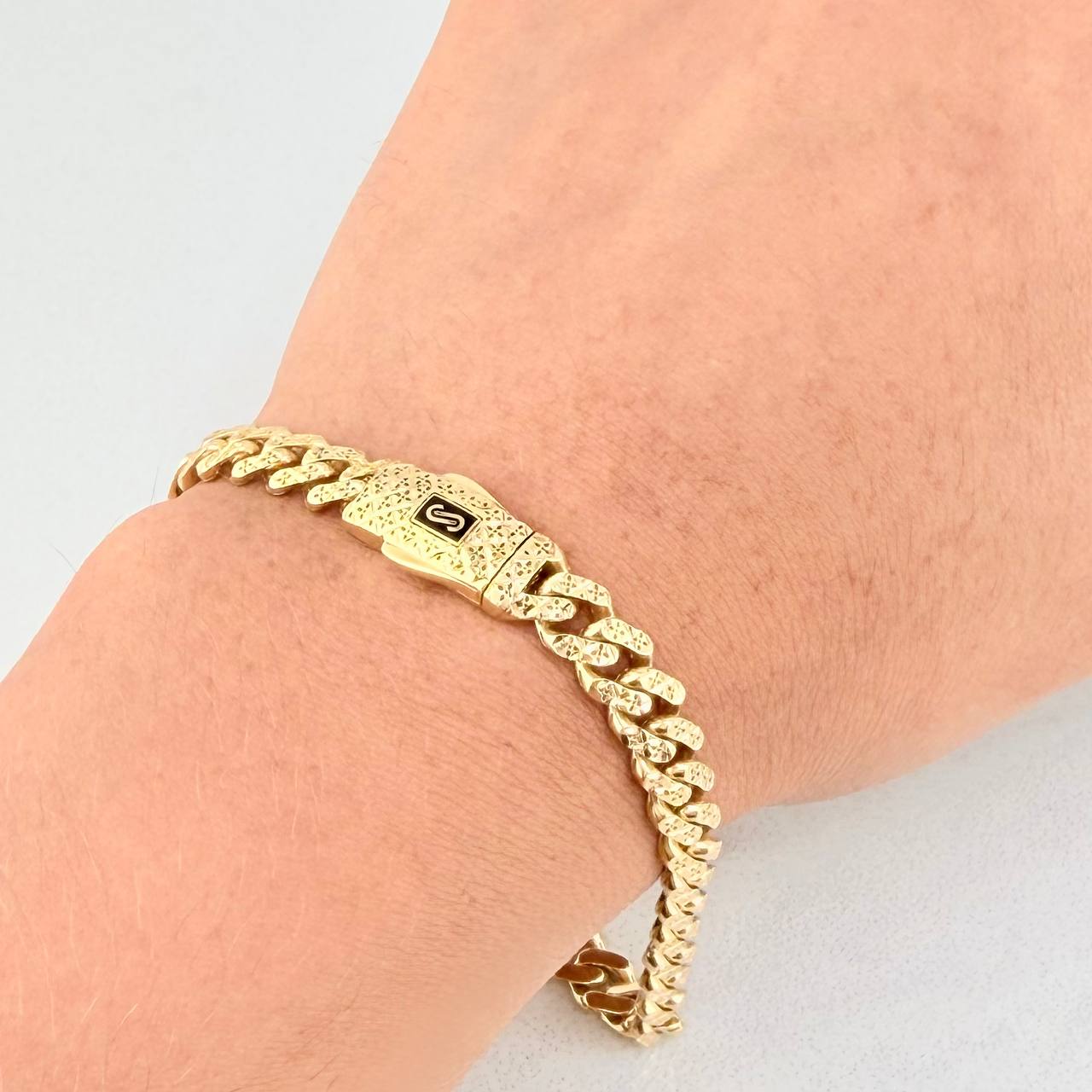 Pulso Monaco Diamantado 9.15g / 21cm / 6.4mm Oro Amarillo 18K