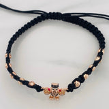 Pulsera Tejida Negra Pato Bolsa de Dinero Tres Oros 18K