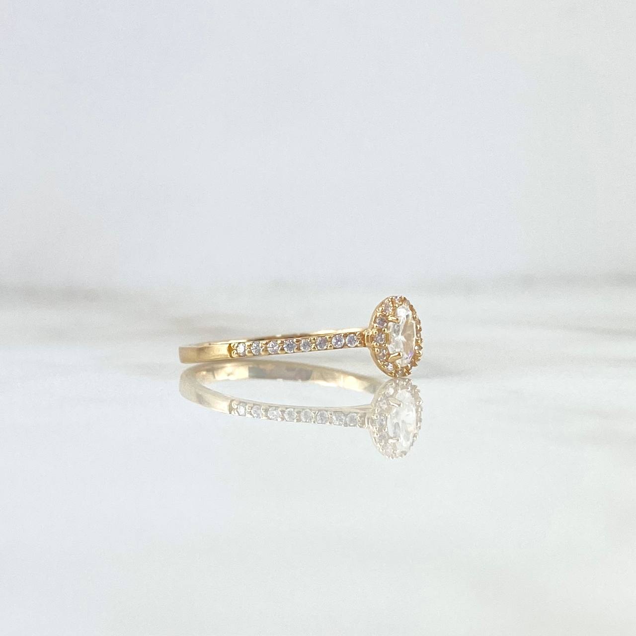 Anillo Solitario Halo Tupido 1.7gr / T6 / Circones Blancos Oro Amarillo