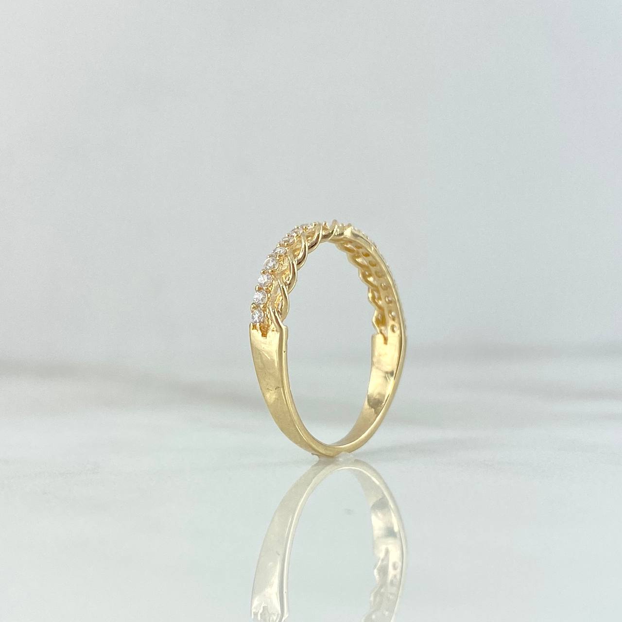 Anillo Trenzado Tupido 1.85gr / T6 1/2 / Circones Blancos Oro Amarillo