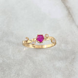 Anillo Ramificado 1.5gr / T5 3/4 / Circones Blancos-Fucsia Oro Amarillo