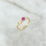 Anillo Ramificado 1.5gr / T5 3/4 / Circones Blancos-Fucsia Oro Amarillo