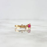 Anillo Ramificado 1.5gr / T5 3/4 / Circones Blancos-Fucsia Oro Amarillo