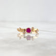 Anillo Ramificado 1.5gr / T5 3/4 / Circones Blancos-Fucsia Oro Amarillo