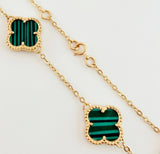 Pulso Aro seguido Trebol Malaquita Verde 6.6gr / 18cm-19.5cm / 12mm Oro Amarillo Nac.Esp. 18K *