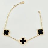 Pulso Aro Seguido Trebol Negro Onix 4gr / 17cm / 10mm Oro Amarillo Nac.Esp. 18K *