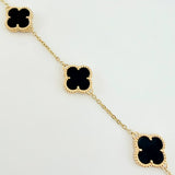 Pulso Aro Seguido Trebol Negro Onix 4gr / 17cm / 10mm Oro Amarillo Nac.Esp. 18K *