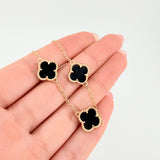 Pulso Aro Seguido Trebol Negro Onix 4gr / 17cm / 10mm Oro Amarillo Nac.Esp. 18K *