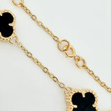 Pulso Aro Seguido Trebol Negro Onix 5.15gr / 16cm-17.5cm / 12mm Oro Amarillo Nac.Esp. 18K *