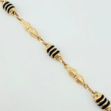 Pulso Rustico Dubai Barril Cauchos Negros 4.1gr / 20cm / 5mm Oro Amarillo 18K ©