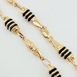 Pulso Rustico Dubai Barril Cauchos Negros 4.1gr / 20cm / 5mm Oro Amarillo 18K ©