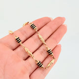 Pulso Rustico Dubai Barril Cauchos Negros 4.1gr / 20cm / 5mm Oro Amarillo 18K ©