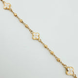 Pulso Militar Treboles Flores Blancas 3.5gr / 19cm / 8.2mm Oro Amarillo Nac.Esp. 18K *