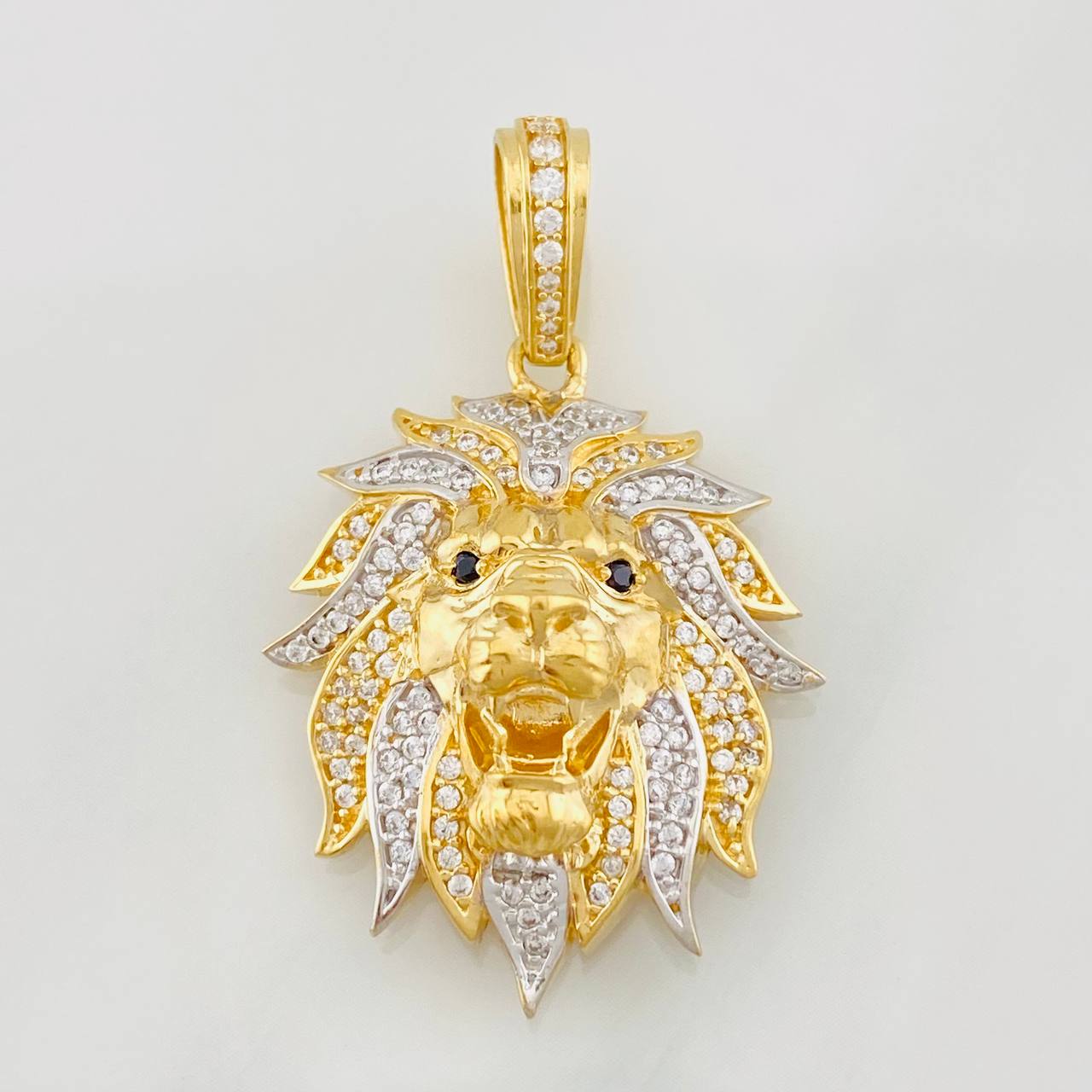 Dije Leon 8g / 4cm Dos Oros Amarillo Blanco 18K
