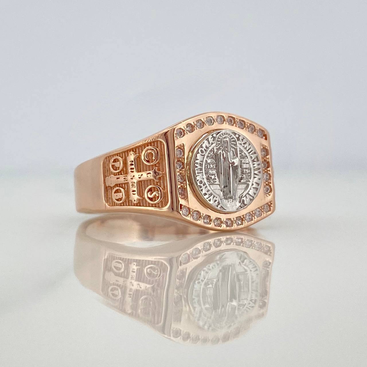 Anillo San Benito 6.95 g / T10 1/2 Dos Oros Blanco Rosa 18K