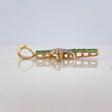 Dije Cruz Corazon Esmeraldas 1,20Qts Diamantes 50Pts 3 g / 3.5 cm Dos Oros Amarillo Blanco 18K