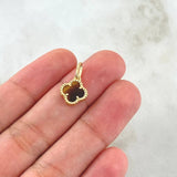 Dije Trebol VCyA 1.35gr / 1.7cm / Cuarzo Marron Punteado Oro Amarillo Nac.Esp. 18K