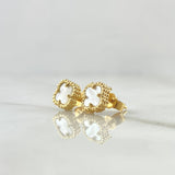 Topos Trebol VCyA 2.1gr / 7.2mm Nacar Blanco Punteado Oro Amarillo Nac.Esp. 18K