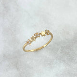 Anillo Estrellas 1.25gr / T7 / Circones Blancos Oro Amarillo