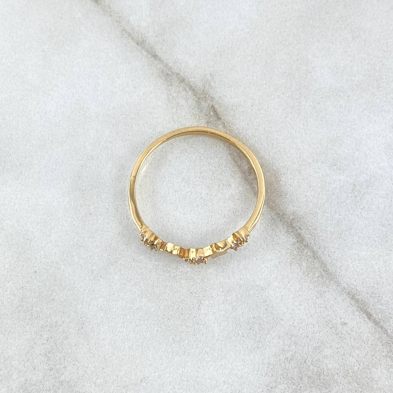 Anillo Estrellas 1.25gr / T7 / Circones Blancos Oro Amarillo