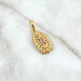 Dije Virgen de Guadalupe 4.95gr / 3.4cm / Circones Blancos-Verdes-Fucsias Oro Amarillo