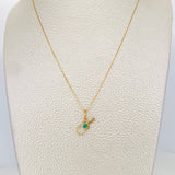 Set Cadena Veneciana + Dije Violin esmeralda 0.5 pts / 1.35g / 40cm Oro Amarillo 18K