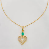 Set Cadena Veneciana + Dije Corazon esmeralda 0.7 pts / 1.55g / 4cm Oro Amarillo 18K