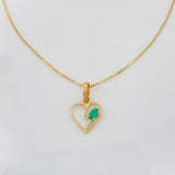 Set Cadena Veneciana + Dije Corazon esmeralda 0.6 pts / 1.3g / 40cm Oro Amarillo 18K