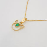 Set Cadena Veneciana + Dije Gatito esmeralda 0.5 pts / 1.25g / 40cm Oro Amarillo 18K