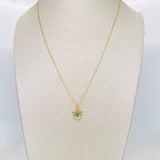 Set Cadena Veneciana + Dije Gatito esmeralda 0.2 pts / 1.25g / 40.5cm Oro Amarillo 18K
