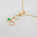 Set Cadena Veneciana + Dije Corazon esmeralda 0.2 pts / 1.2g / 40cm Oro Amarillo 18K