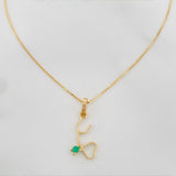 Set Cadena Veneciana + Dije Corazon esmeralda 0.2 pts / 1.2g / 40cm Oro Amarillo 18K