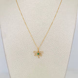 Set Cadena Veneciana + Dije Libelula esmeralda 0.4 pts / 1.6g / 40.5cm Oro Amarillo 18K