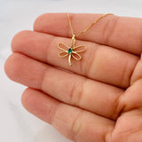 Set Cadena Veneciana + Dije Libelula esmeralda 0.4 pts / 1.6g / 40.5cm Oro Amarillo 18K