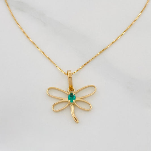 Set Cadena Veneciana + Dije Libelula 0.05pts / 1.7g / 40cm Oro Amarillo 18K