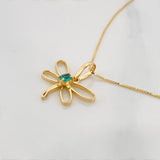 Set Cadena Veneciana + Dije Libelula esmeralda 0.4 pts / 1.6g / 40.5cm Oro Amarillo 18K
