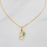 Set Cadena Veneciana + Dije Corazones esmeralda 0.4 pts / 1.25g / 40.05cm Oro Amarillo 18K