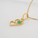 Set Cadena Veneciana + Dije Corazones esmeralda 0.4 pts / 1.25g / 40.05cm Oro Amarillo 18K