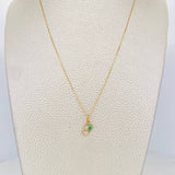 Set Cadena Veneciana + Dije Corazones esmeralda 0.4 pts / 1.25g / 40.05cm Oro Amarillo 18K
