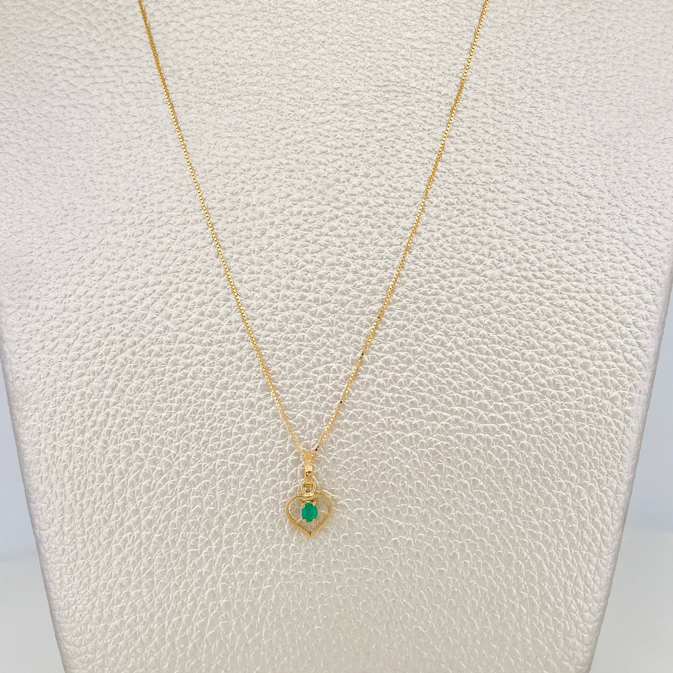 Set Cadena Veneciana + Dije Corazon esmeralda 0.2 pts / 1.15g / 40cm Oro Amarillo 18K