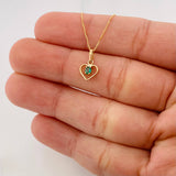 Set Cadena Veneciana + Dije Corazon esmeralda 0.2 pts / 1.15g / 40cm Oro Amarillo 18K