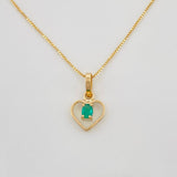 Set Cadena Veneciana + Dije Corazon esmeralda 0.5 pts / 1.25g / 4cm Oro Amarillo 18K