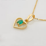 Set Cadena Veneciana + Dije Corazon esmeralda 0.2 pts / 1.15g / 40cm Oro Amarillo 18K